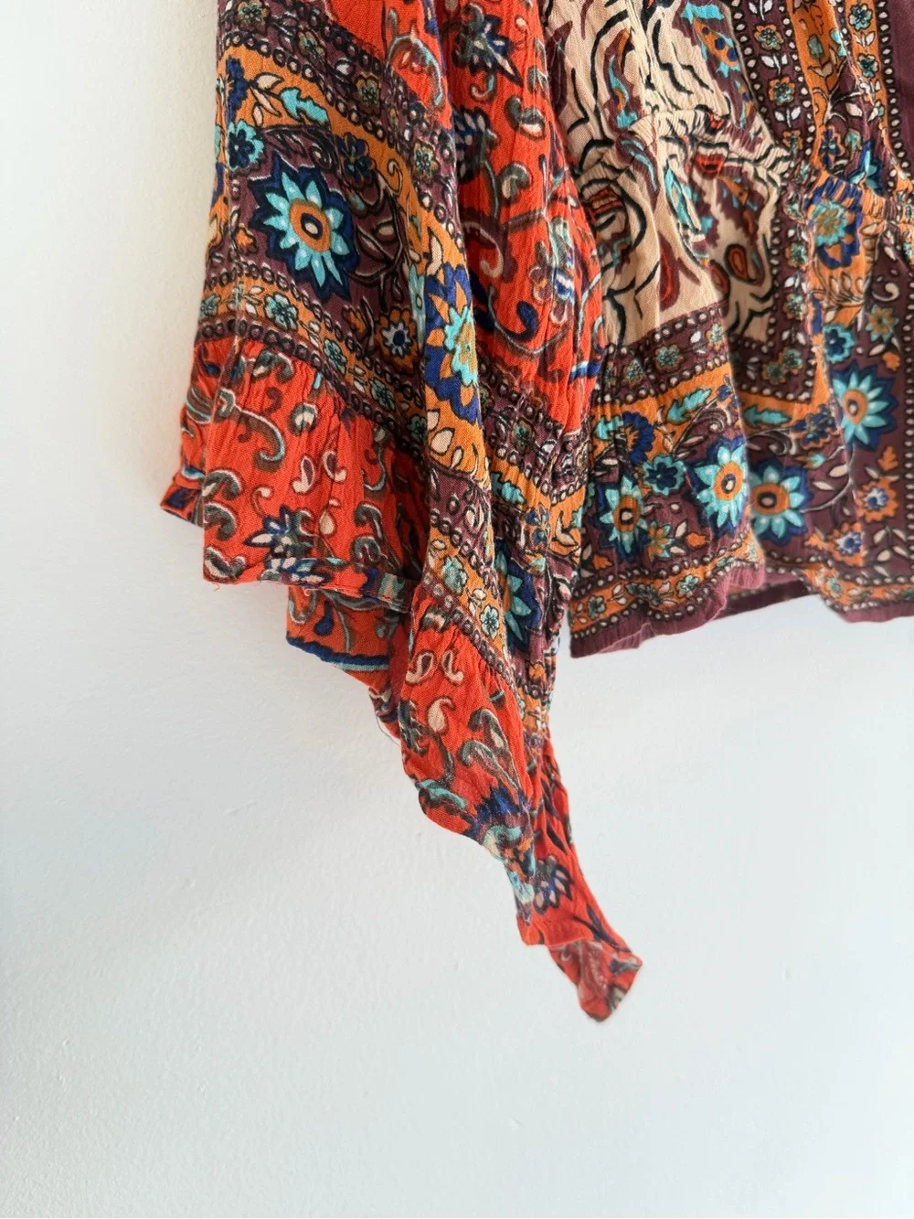 Free People Rosalie Boho Paisley Wrap Front Blouse Size Small 57069